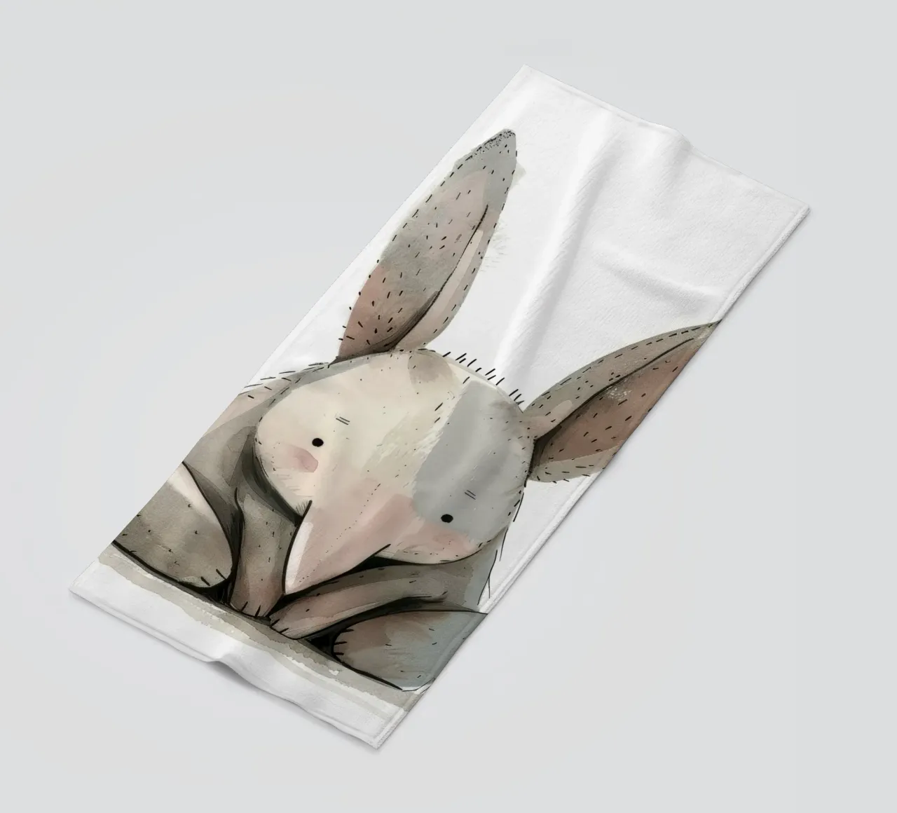 Illustrazione stilizzata di un coniglio seduto telo mare da DesignDoodle