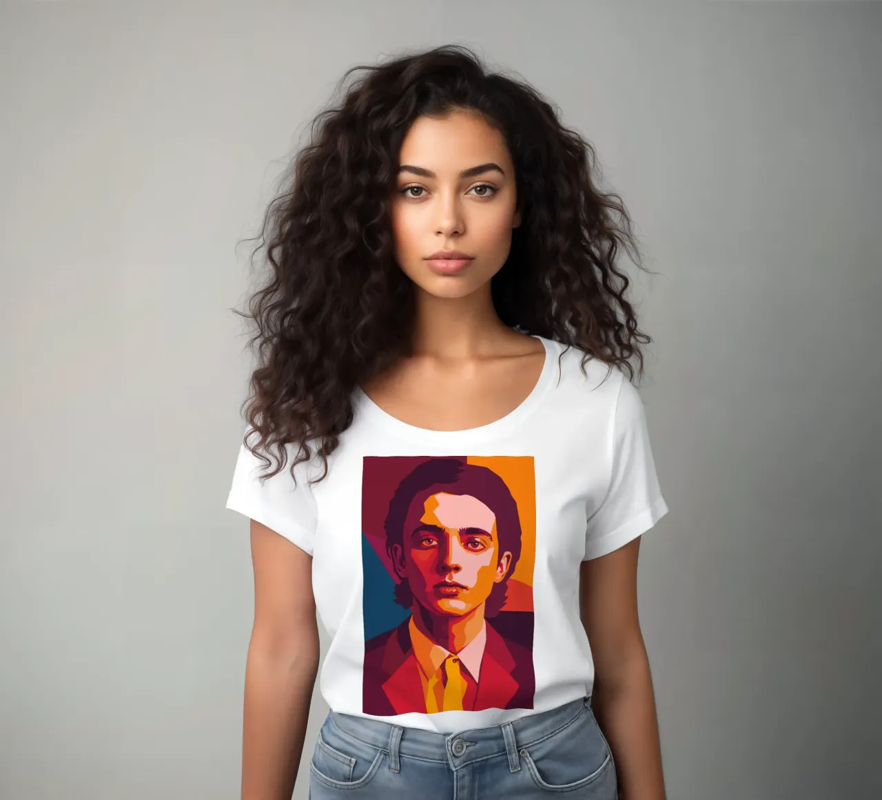 timothee chalamet retro pop art wpap t-shirt da donna da aiswa