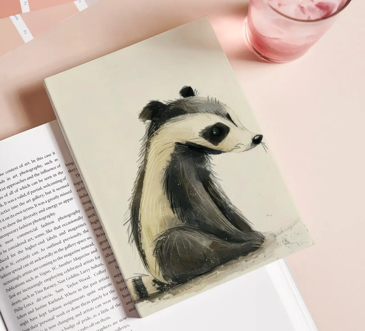 Stylized Illustration of a Sitting Badger notebook by DesignDoodle