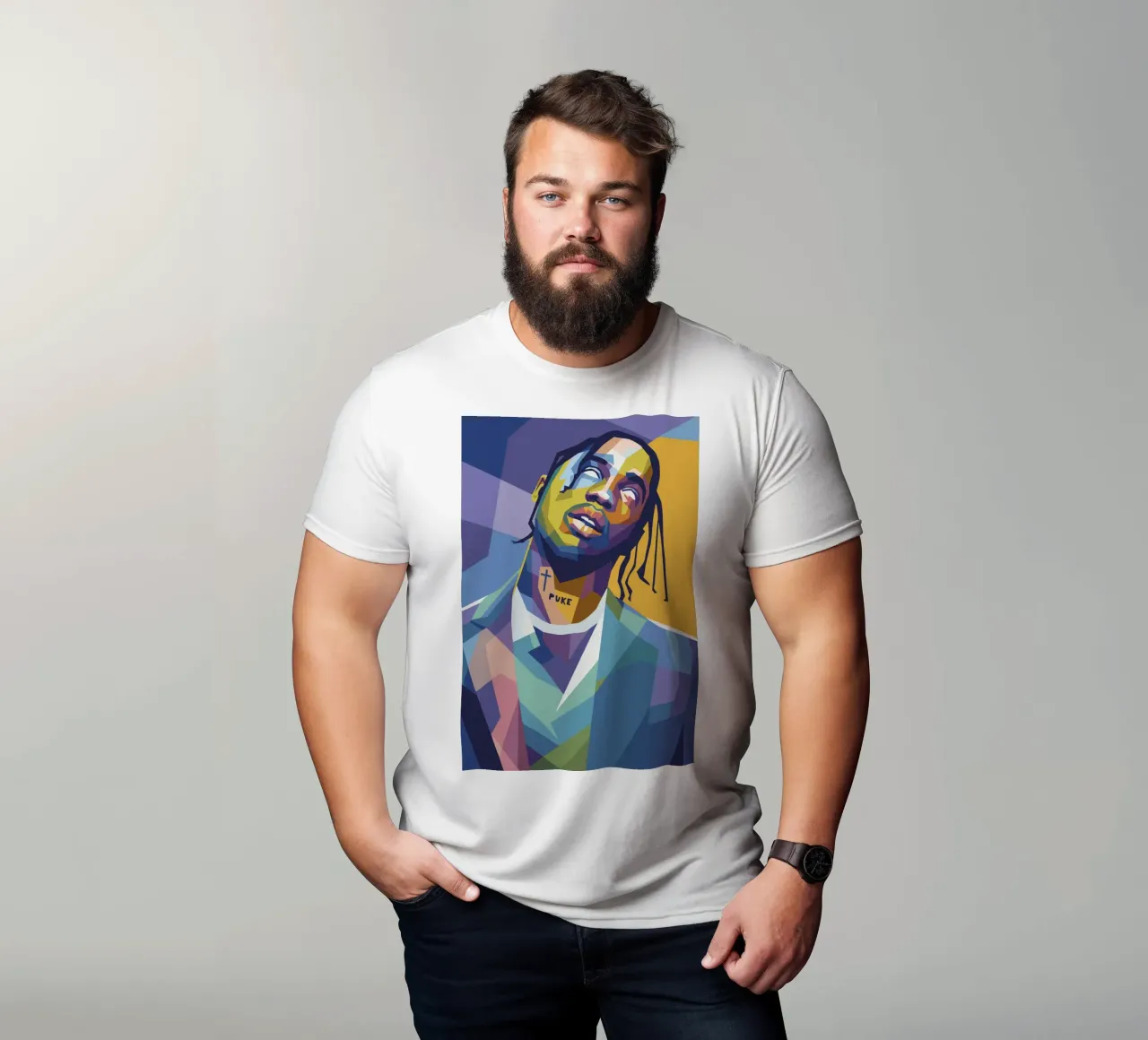 travis retro pop art wpap t-shirt da aiswa