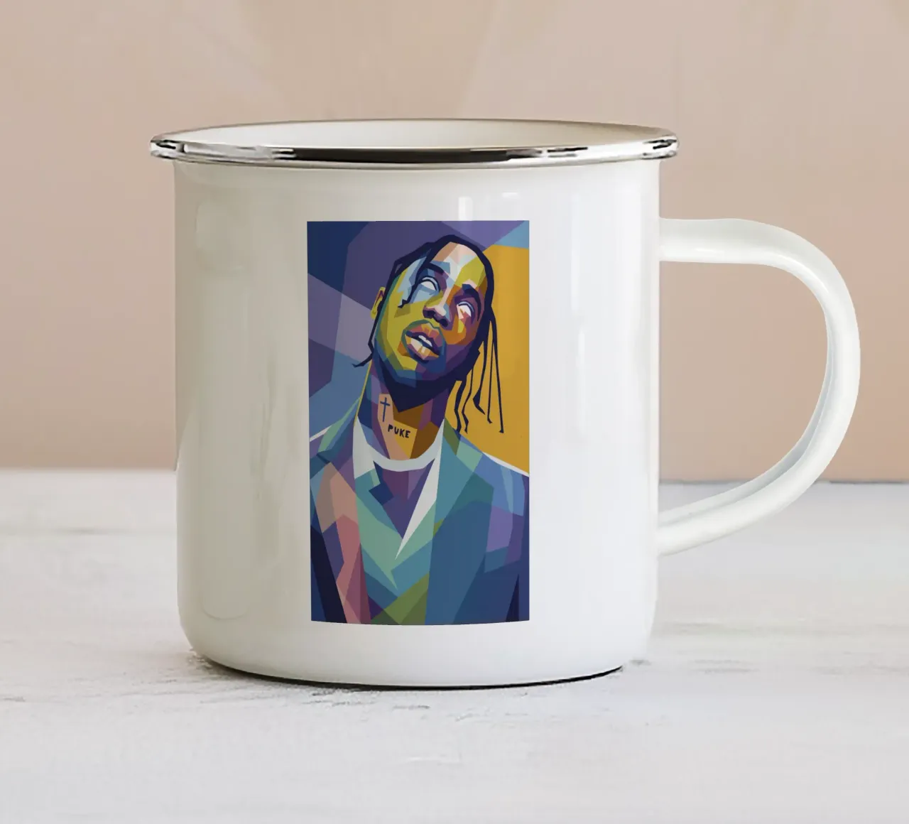 travis retro pop art wpap mug en émail de aiswa