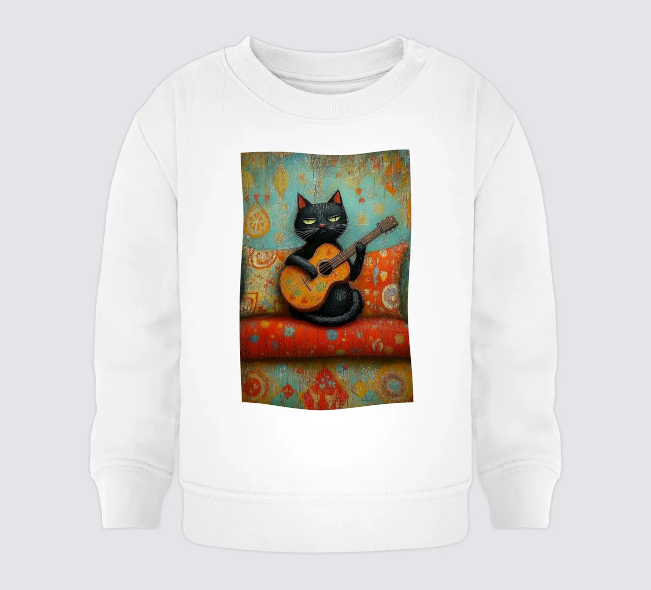 Gatto nero e chitarra felpa neonato da fayzelkodok