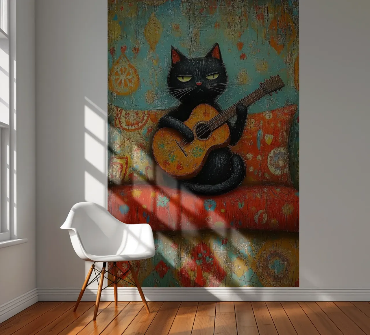 Chat noir et guitare papier peint photo de fayzelkodok