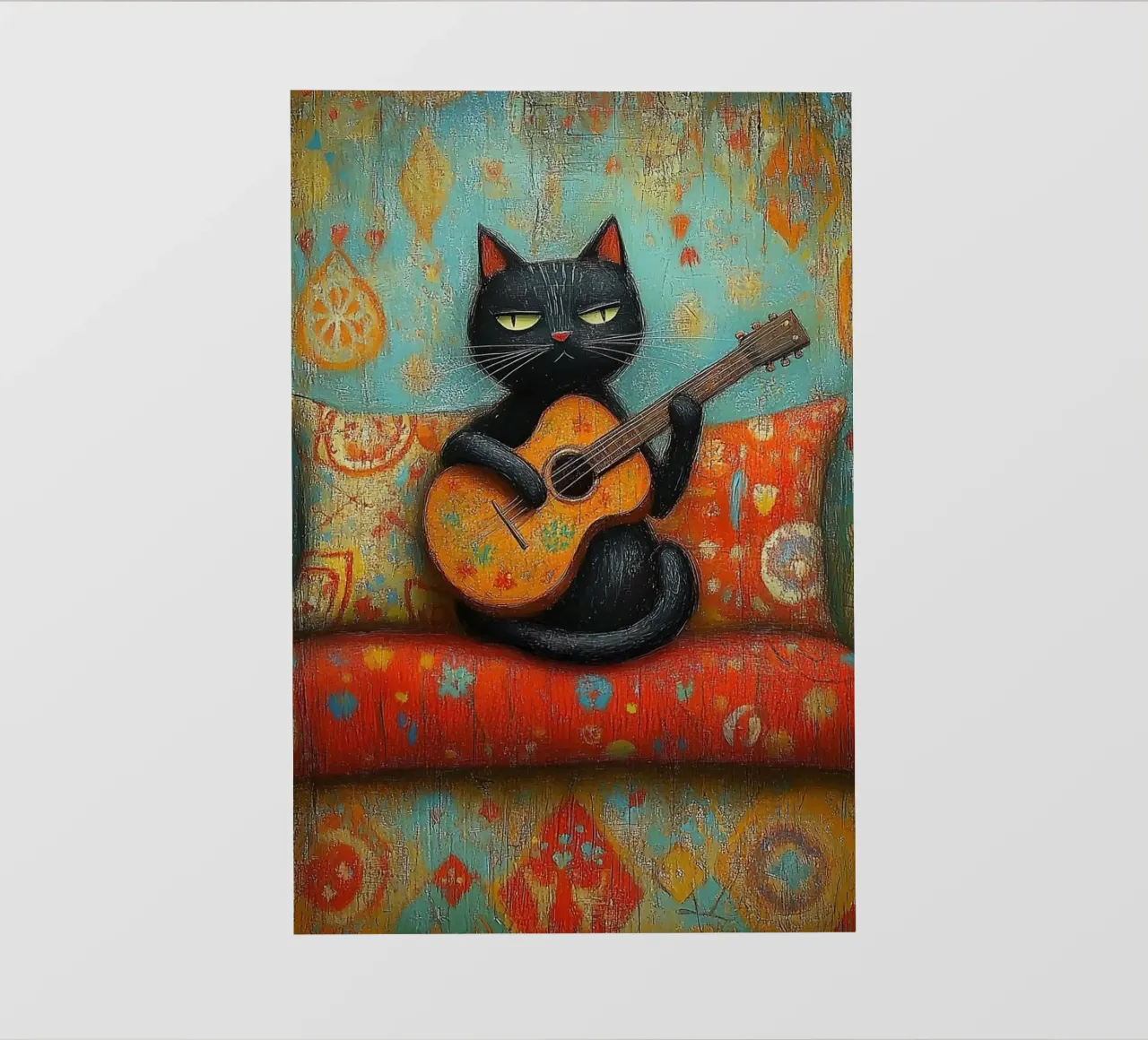 Chat noir et guitare papier peint photo de fayzelkodok