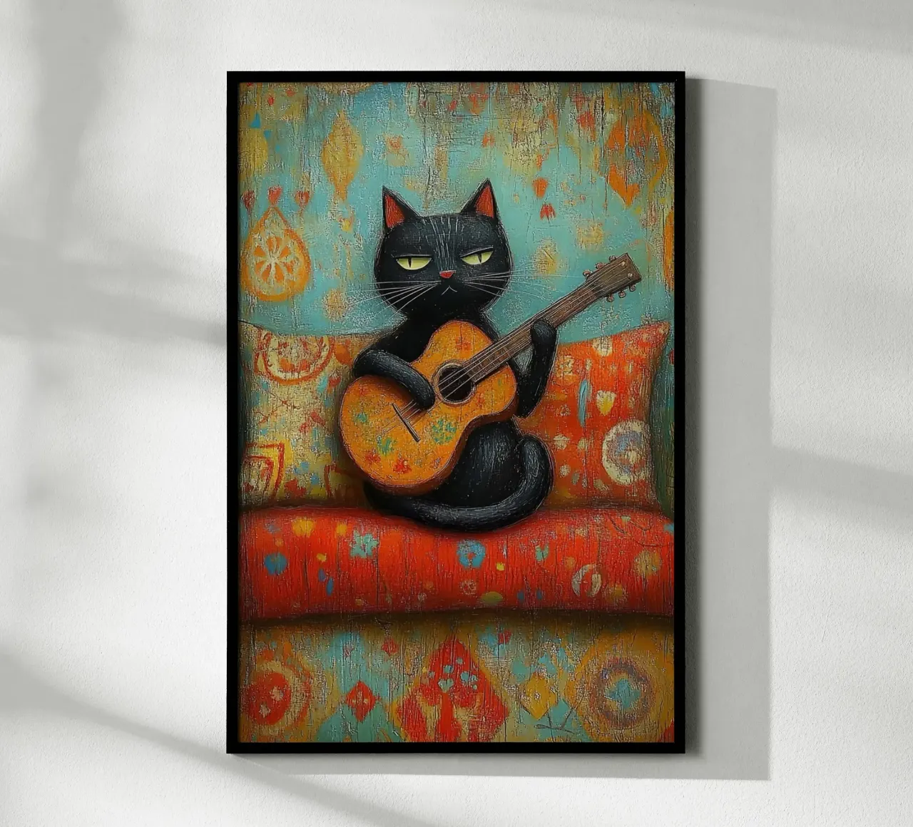 Gatto nero e chitarra poster da fayzelkodok