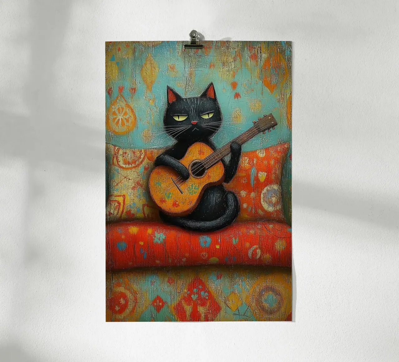 Gatto nero e chitarra poster da fayzelkodok