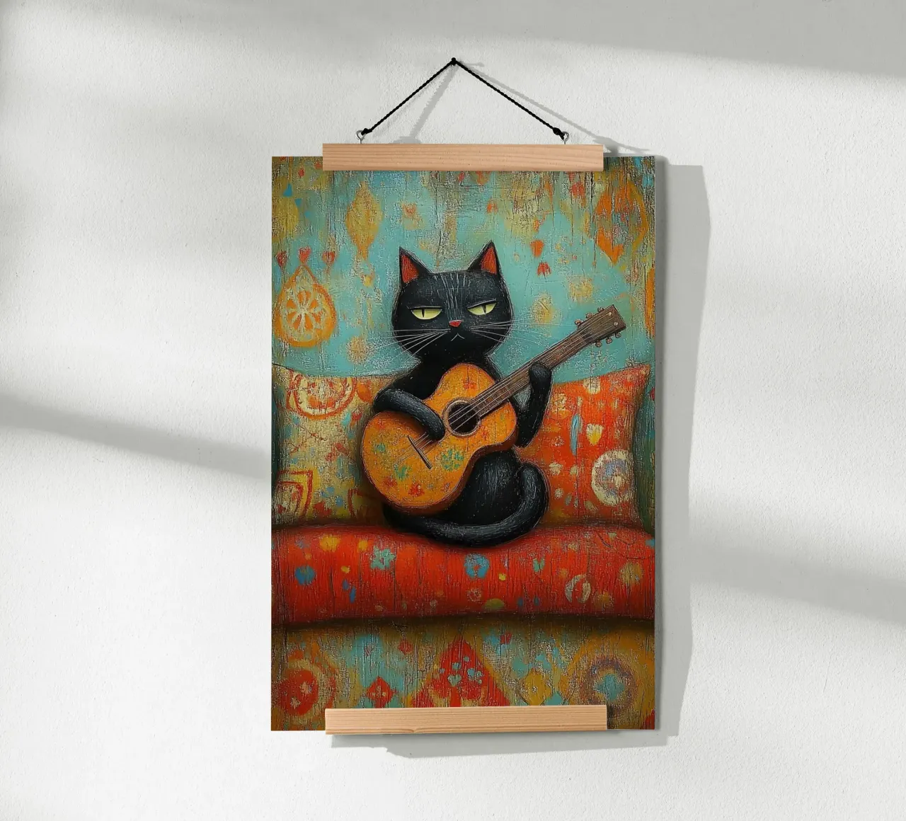 Gatto nero e chitarra poster da fayzelkodok