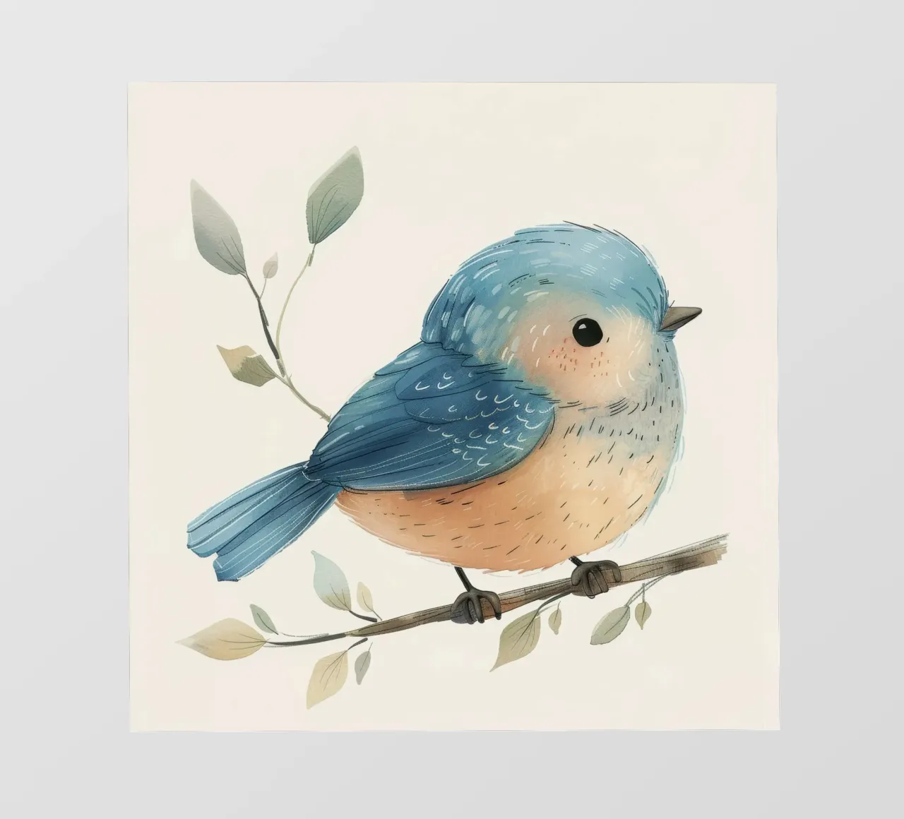 Illustrazione stilizzata di un piccolo uccello paffuto su un ramo pellicola backlit da DesignDoodle