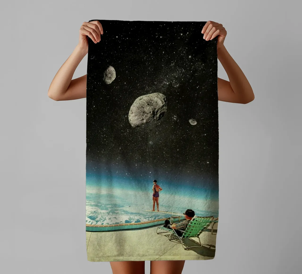 Summer With A Chance Of Asteroids asciugamano da bagno da Frank Moth