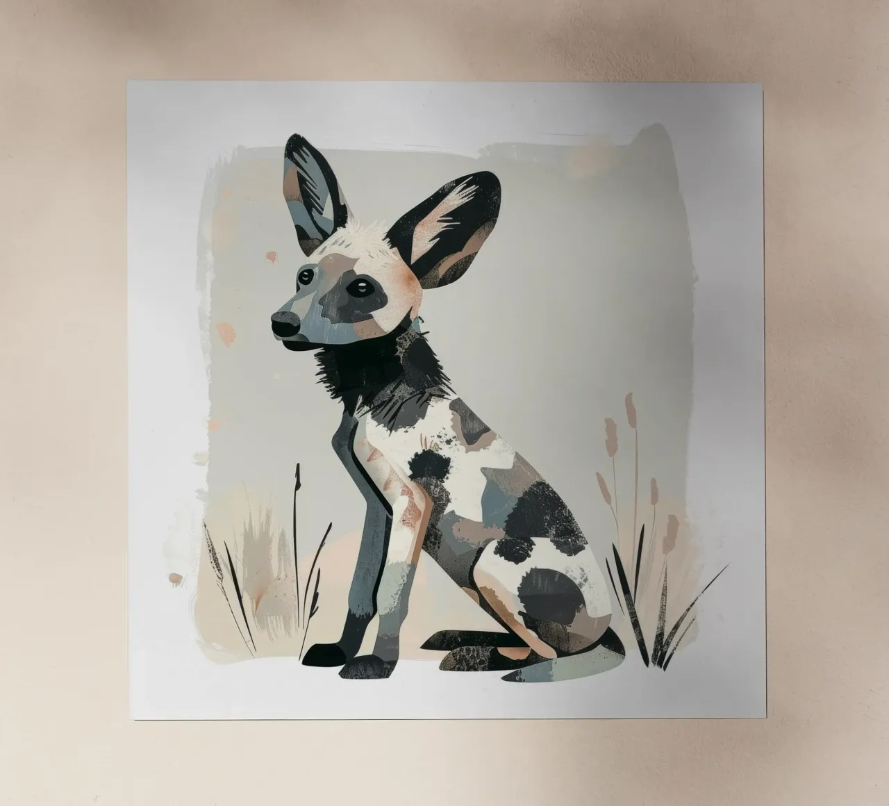 Illustrazione stilizzata di un cucciolo di cane selvatico africano pellicola backlit da DesignDoodle