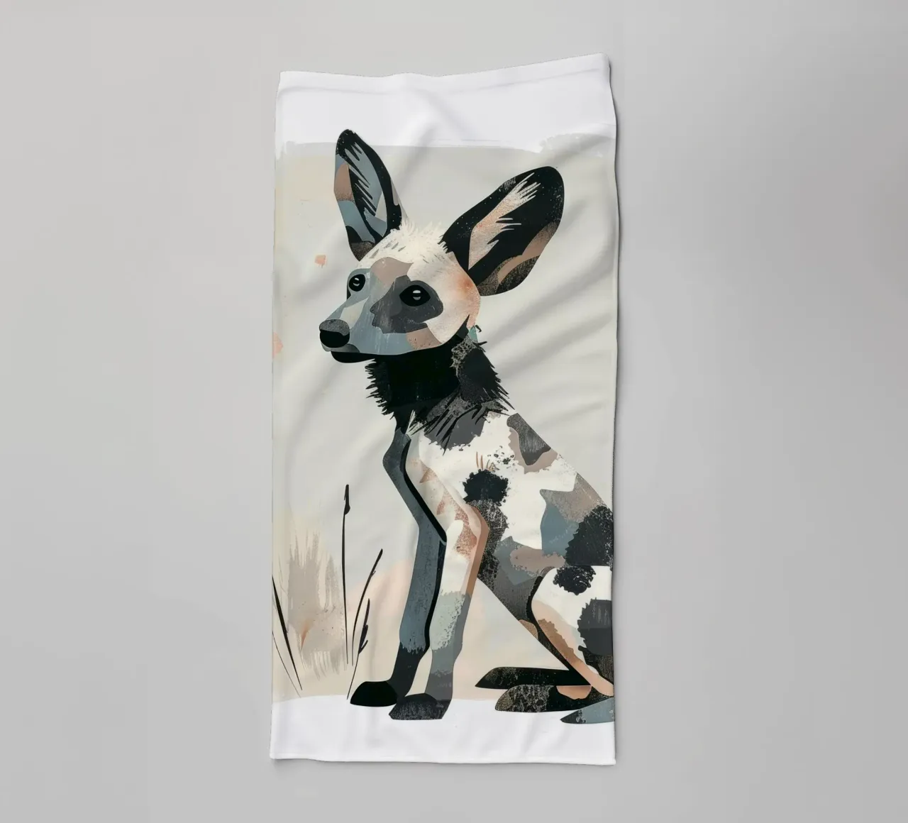 Illustrazione stilizzata di un cucciolo di cane selvatico africano asciugamano da bagno da DesignDoodle