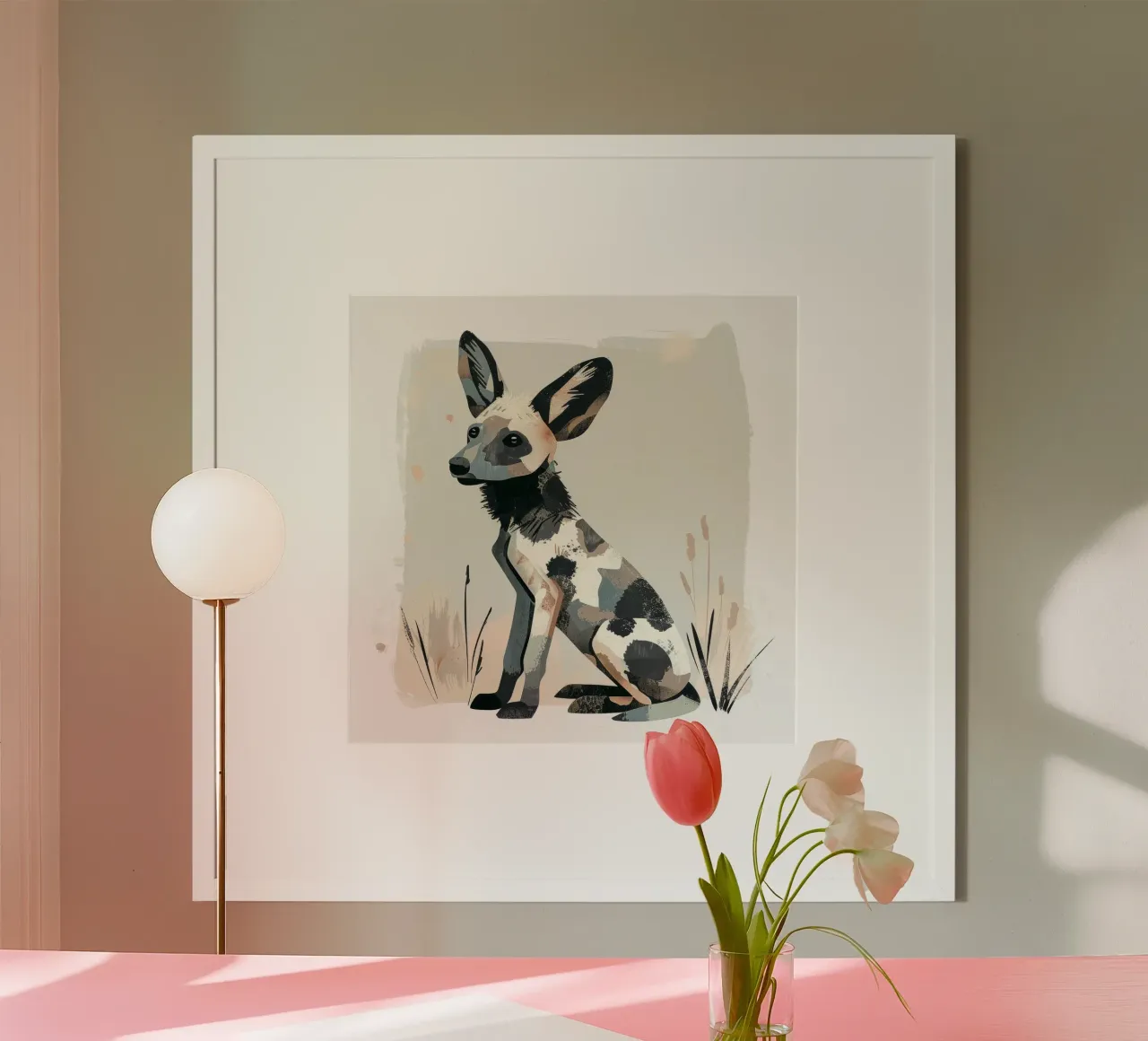 Ilustración estilizada de un cachorro de perro salvaje africano hahnemühle de DesignDoodle