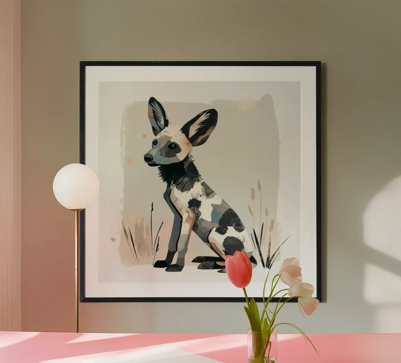 Ilustración estilizada de un cachorro de perro salvaje africano hahnemühle de DesignDoodle