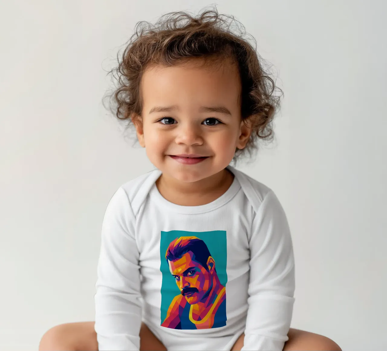 freddi mercury retro pop art wpap body neonato maniche lunghe da aiswa