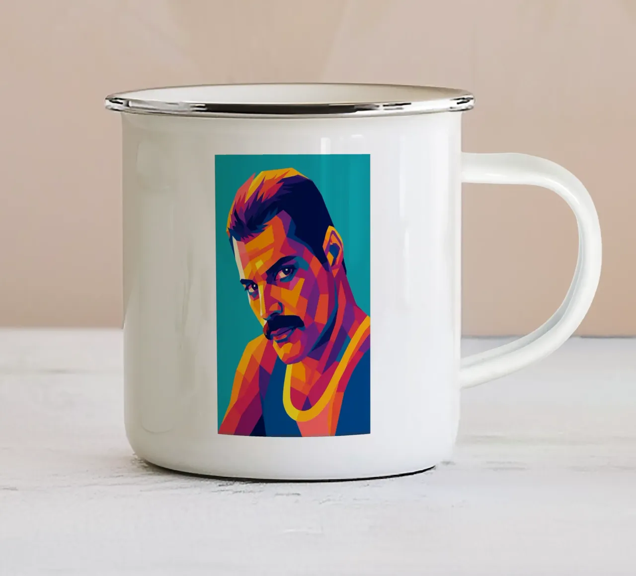 freddi mercury retro pop art wpap Emaille Tasse von aiswa