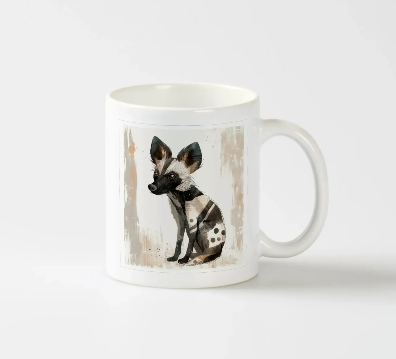 Illustrazione stilizzata di un cane selvatico africano tazza in ceramica da DesignDoodle