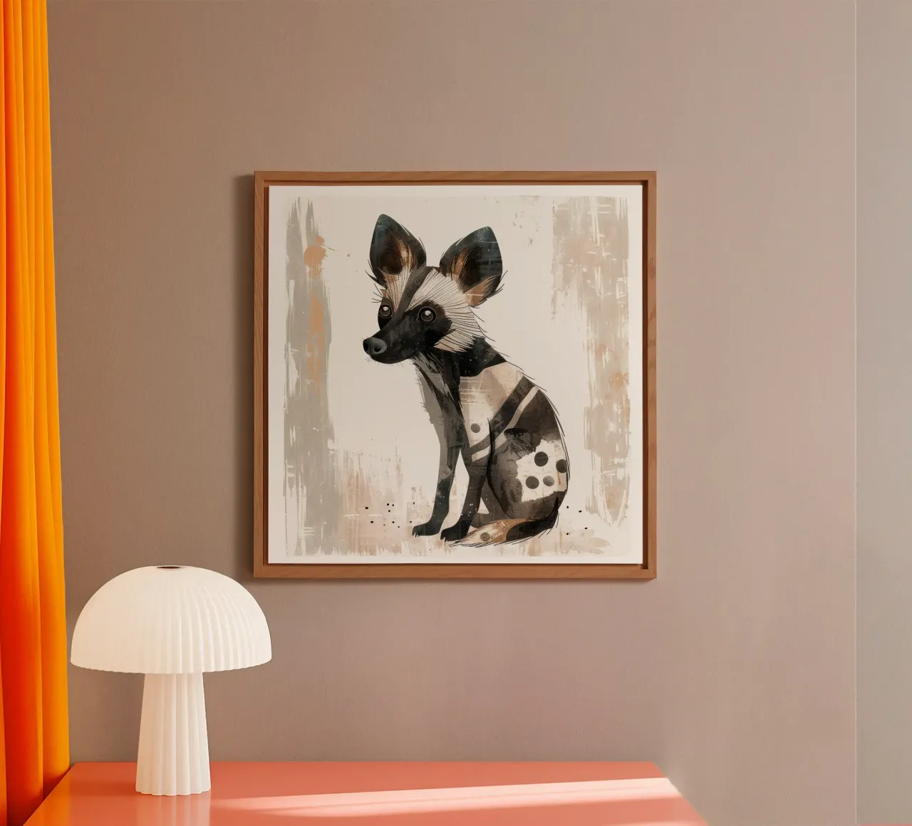 Illustrazione stilizzata di un cane selvatico africano pannello forex da DesignDoodle