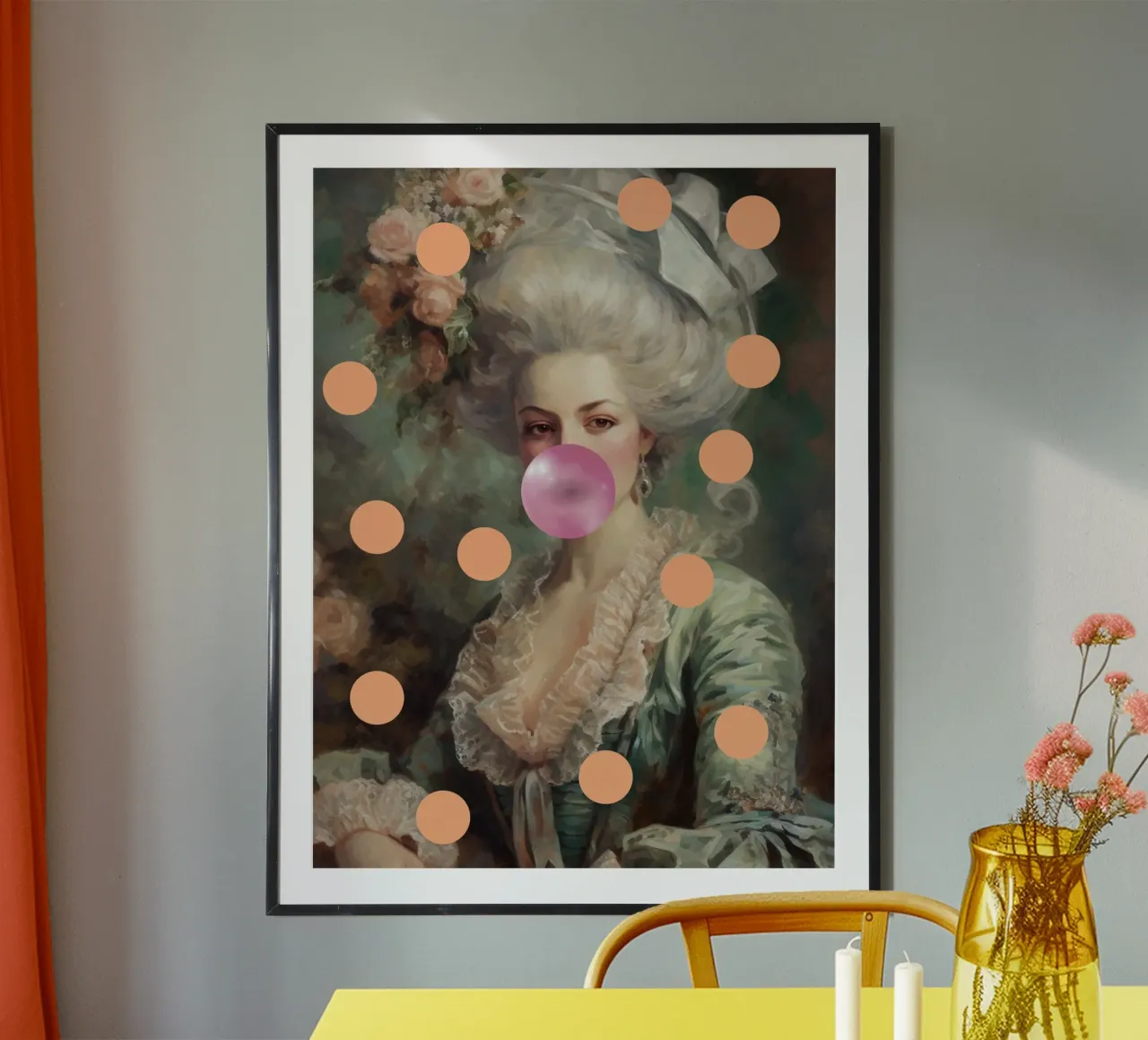 Marie-Antoinette Peach Dots carta hahnemühle da GraceDigitalArtCo