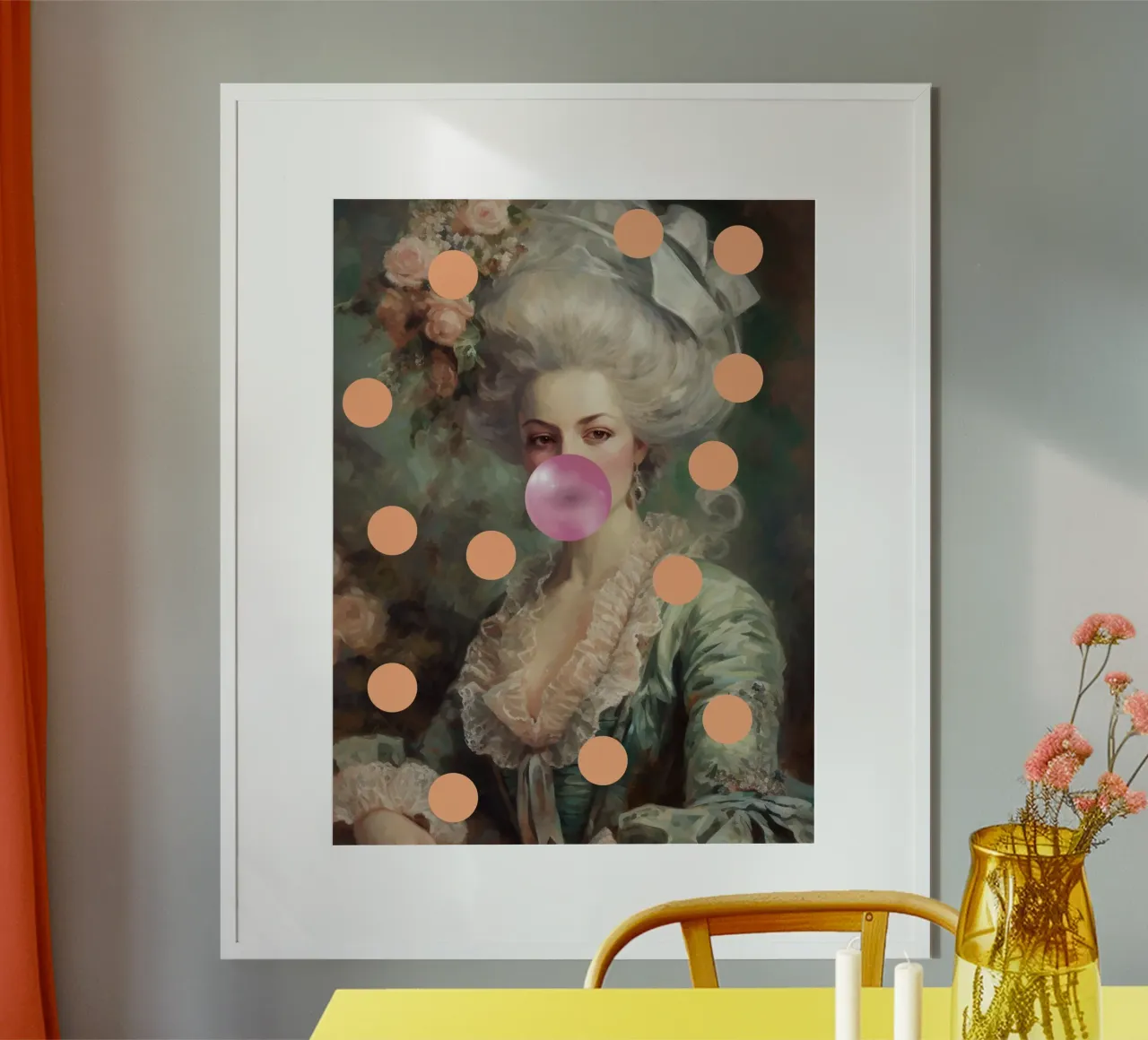 Marie-Antoinette Peach Dots carta hahnemühle da GraceDigitalArtCo