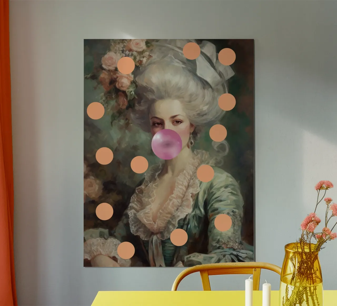 Marie-Antoinette Peach Dots carta hahnemühle da GraceDigitalArtCo