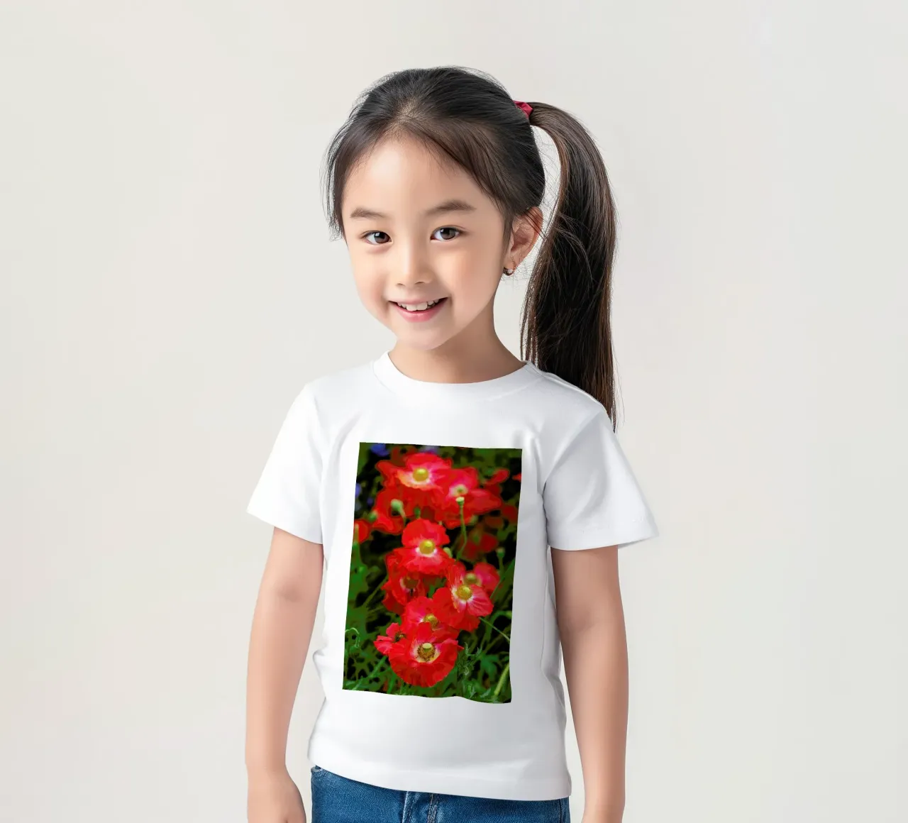 Wild Red Poppies kids t-shirt by Curious Collections by Marielle Leenders