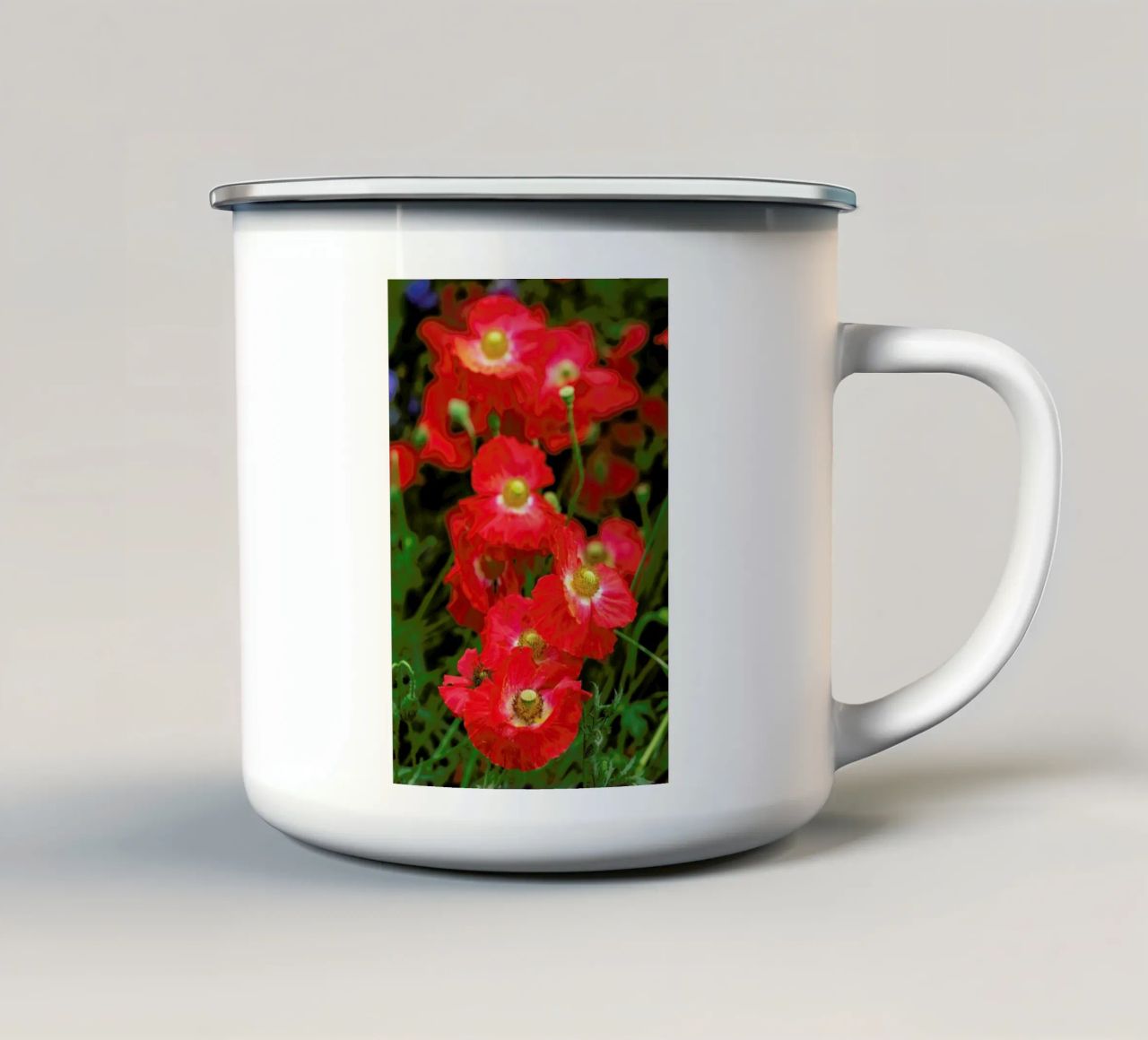 Wild Red Poppies tazza in smalto da Curious Collections by Marielle Leenders