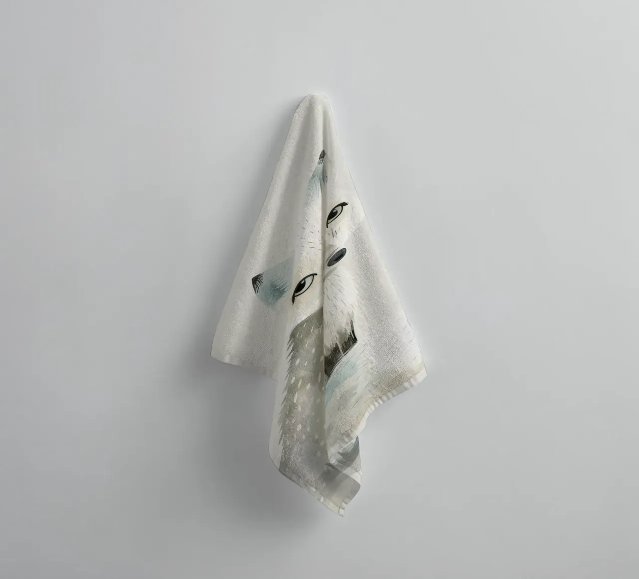 Stylized Illustration of an Arctic Fox 2 towel by DesignDoodle