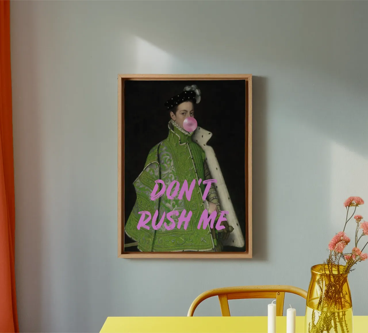 Don't Rush Me - Man in Green Coat tela da GraceDigitalArtCo