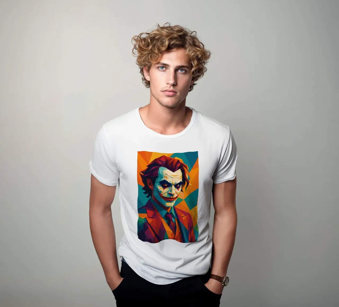 joker face retro pop art wpap t-shirt da aiswa