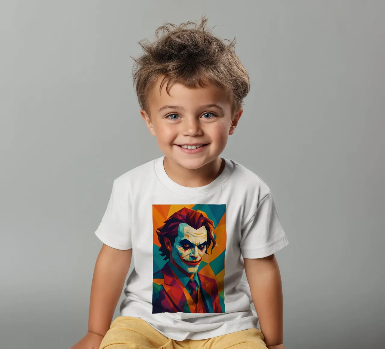 joker face retro pop art wpap t-shirt bambini da aiswa