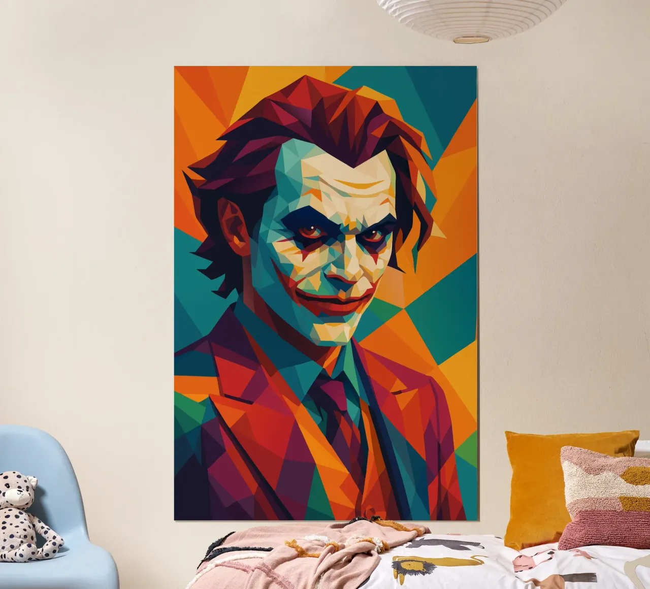 joker face retro pop art wpap poster con telaio in legno da aiswa