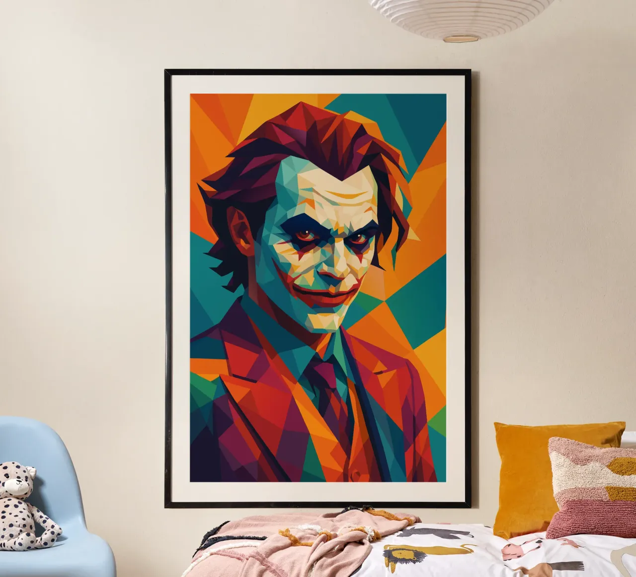 joker face retro pop art wpap poster con telaio in legno da aiswa