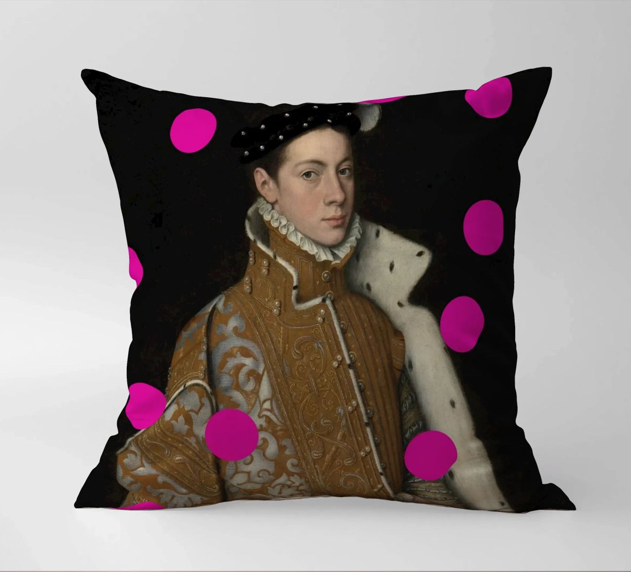 Man with Pink Dots cuscino da GraceDigitalArtCo