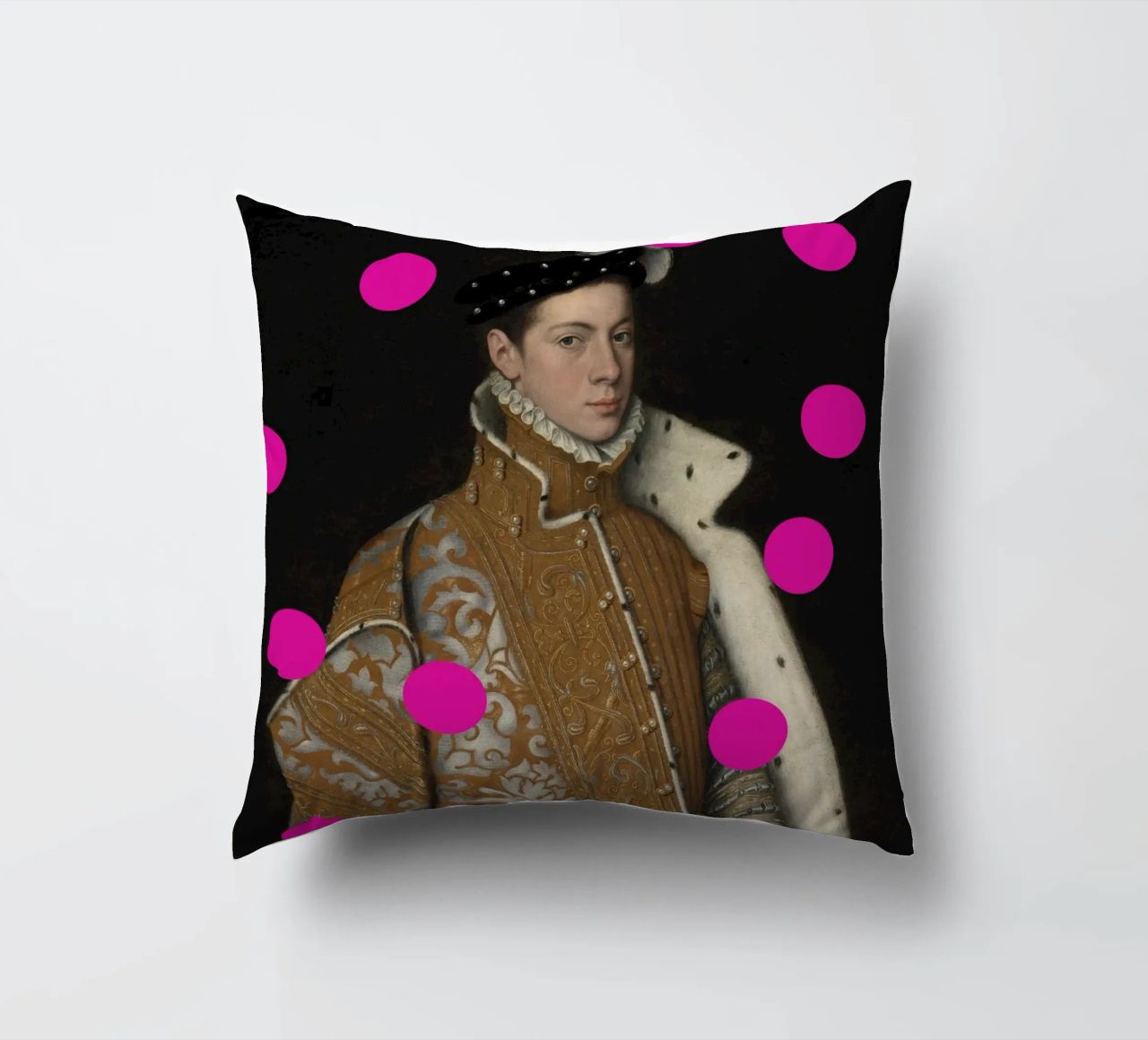 Man with Pink Dots cuscino da GraceDigitalArtCo