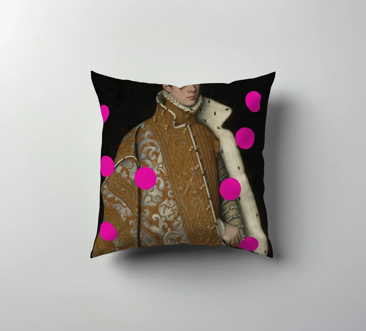 Man with Pink Dots decorative cushion by GraceDigitalArtCo