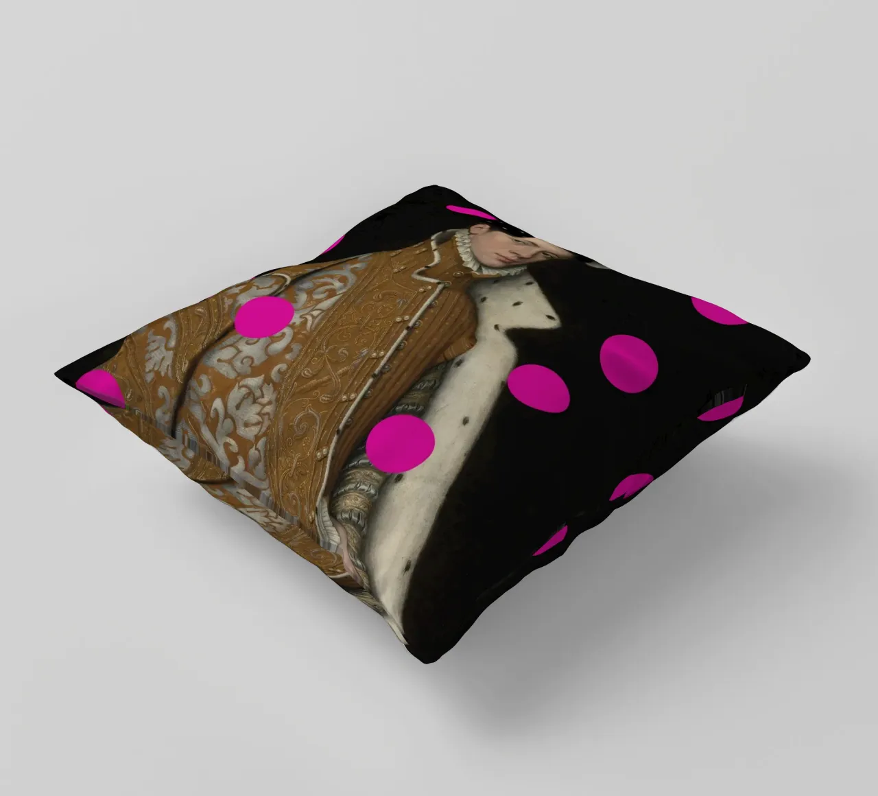 Man with Pink Dots decorative cushion by GraceDigitalArtCo