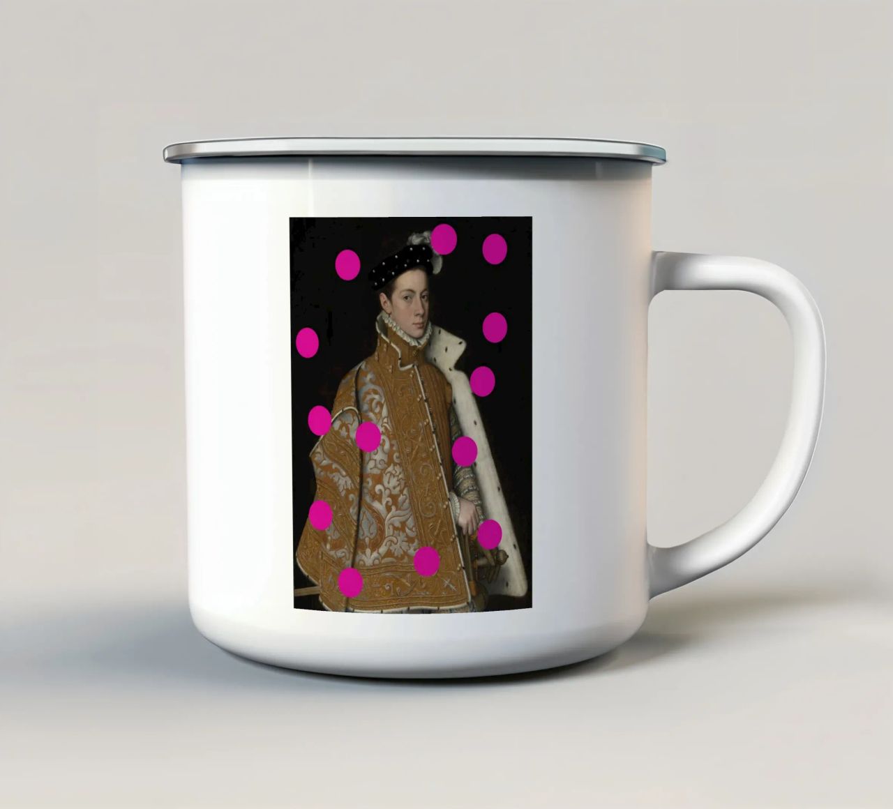 Man with Pink Dots tazza in smalto da GraceDigitalArtCo