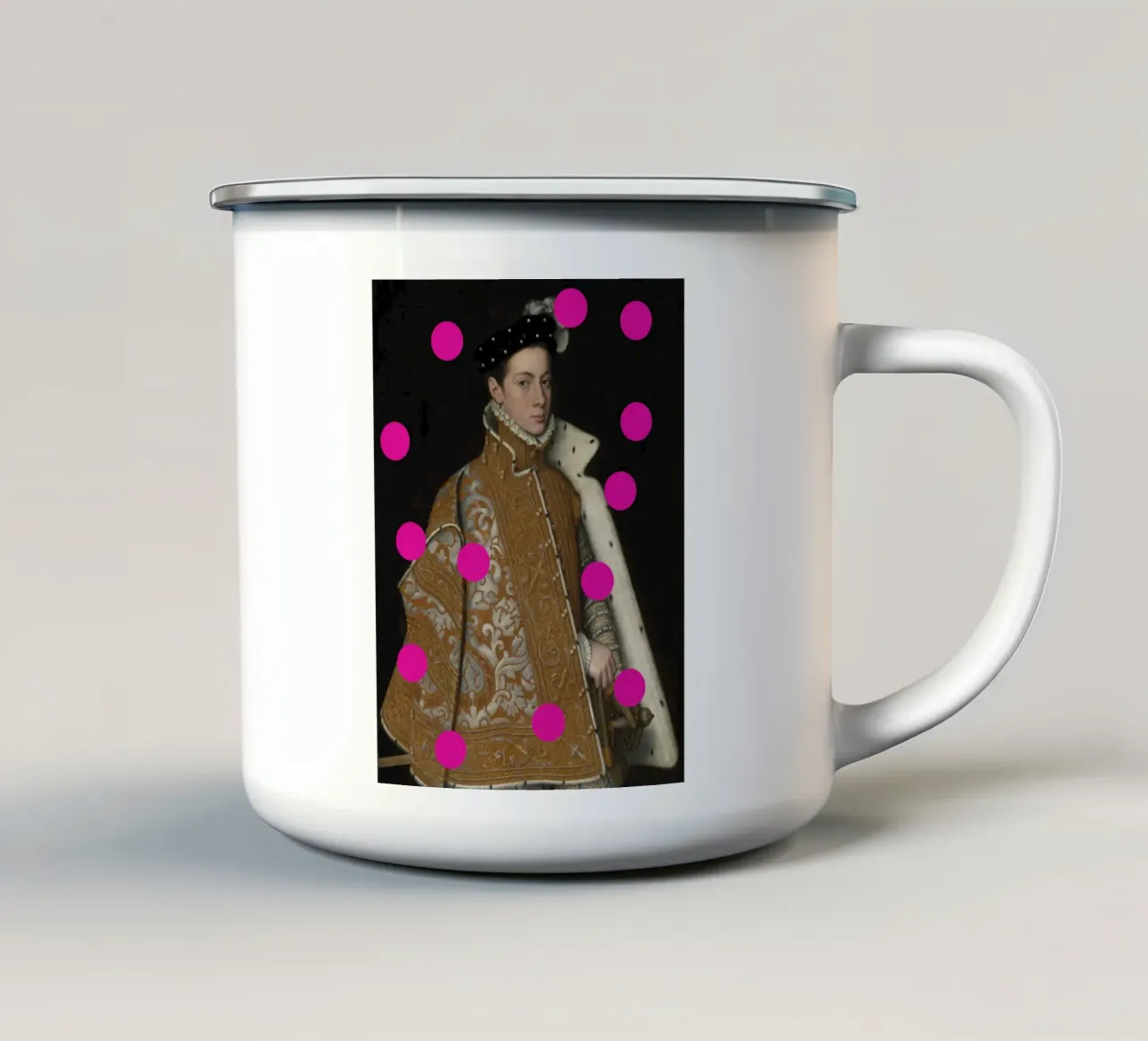 Man with Pink Dots Emaille Tasse von GraceDigitalArtCo