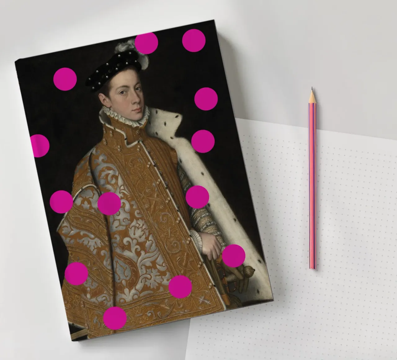 Man with Pink Dots notitieboek van GraceDigitalArtCo