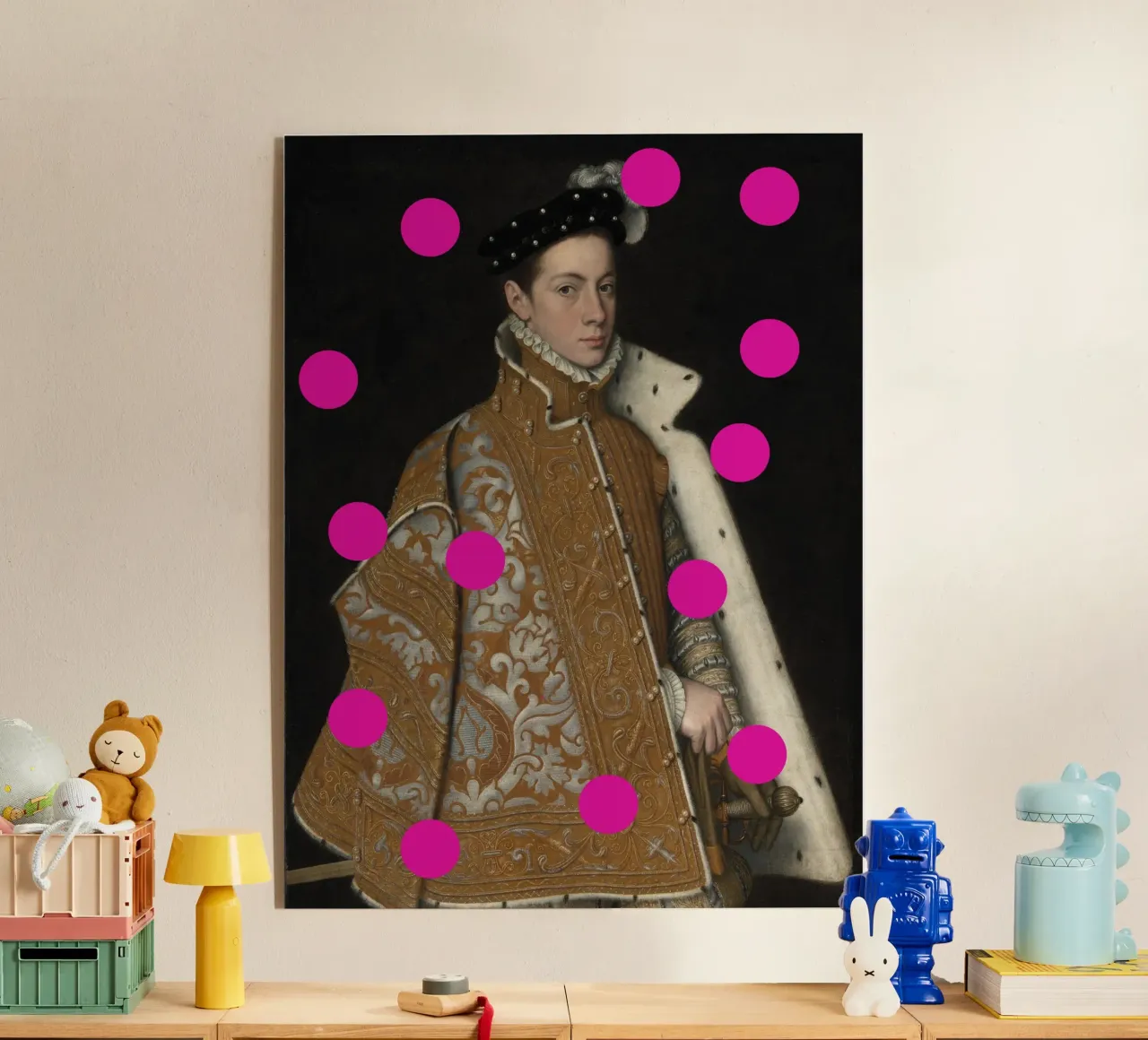 Man with Pink Dots acrylic glass by GraceDigitalArtCo