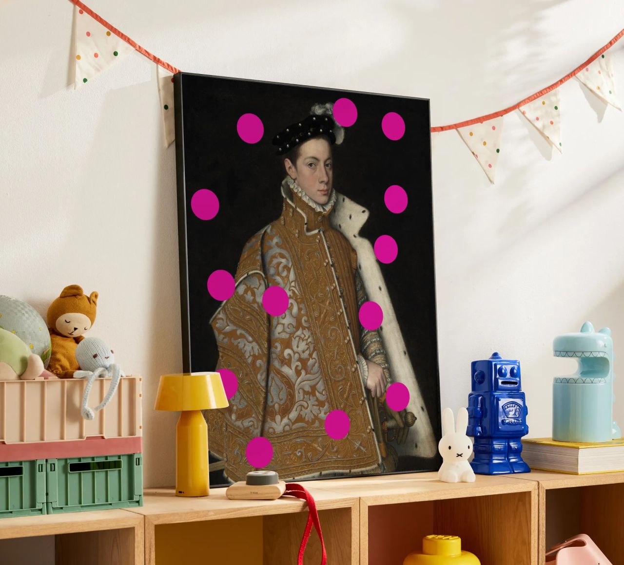 Man with Pink Dots alluminio dibond da GraceDigitalArtCo