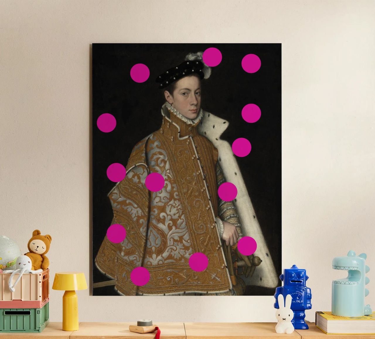 Man with Pink Dots alluminio dibond da GraceDigitalArtCo