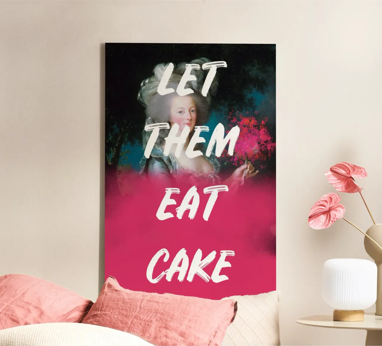 Marie-Antoinette Pink and White Text canvas met Baklijst van GraceDigitalArtCo