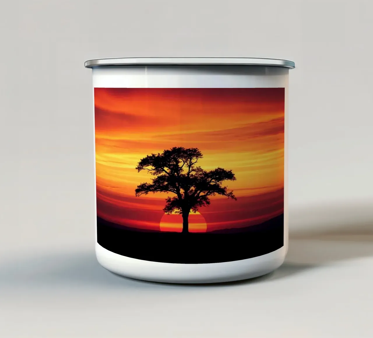 Silhouette del tramonto tazza in smalto da Artistic-shop