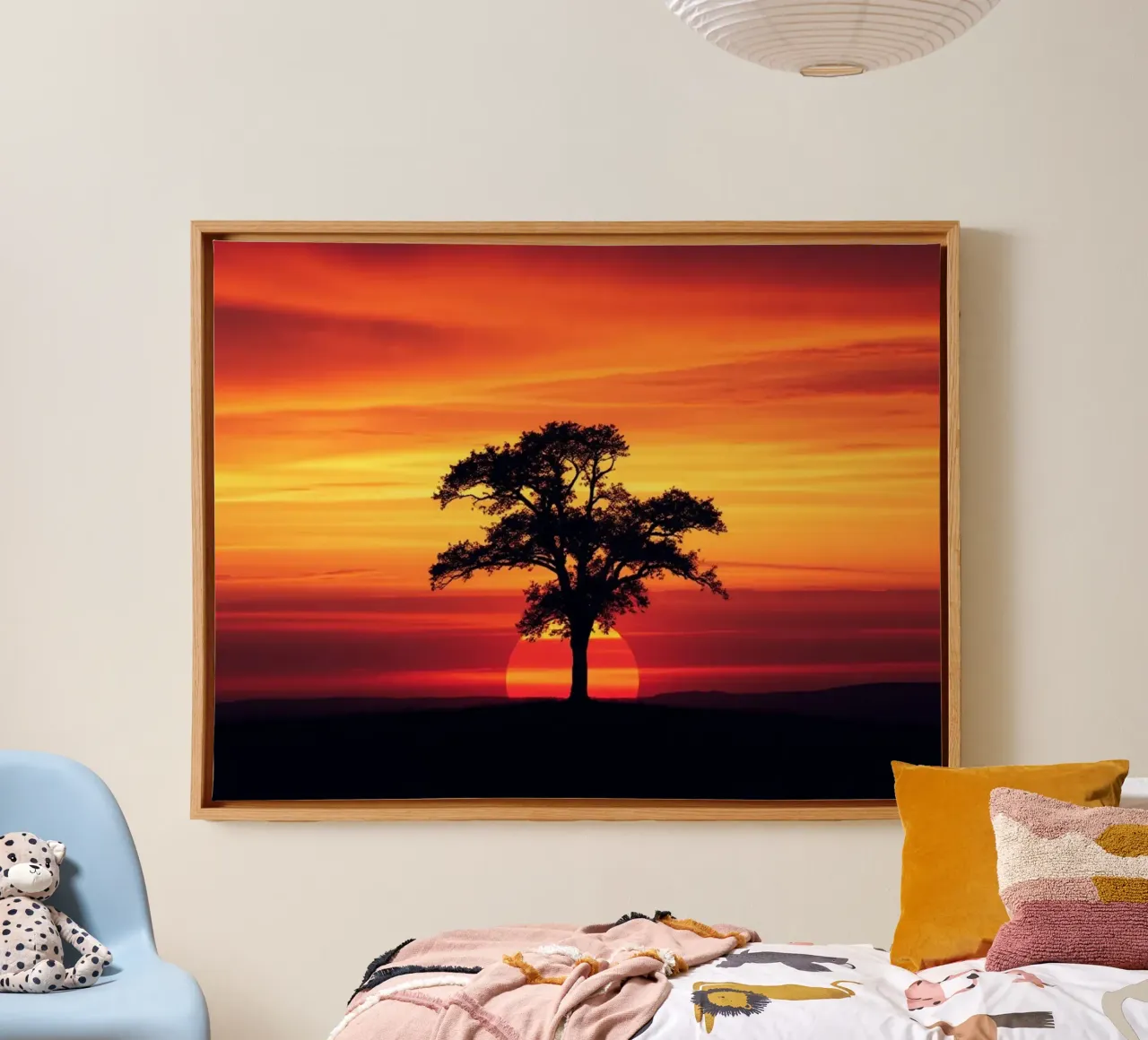 Zonsondergang Silhouet canvas met Baklijst van Artistic-shop
