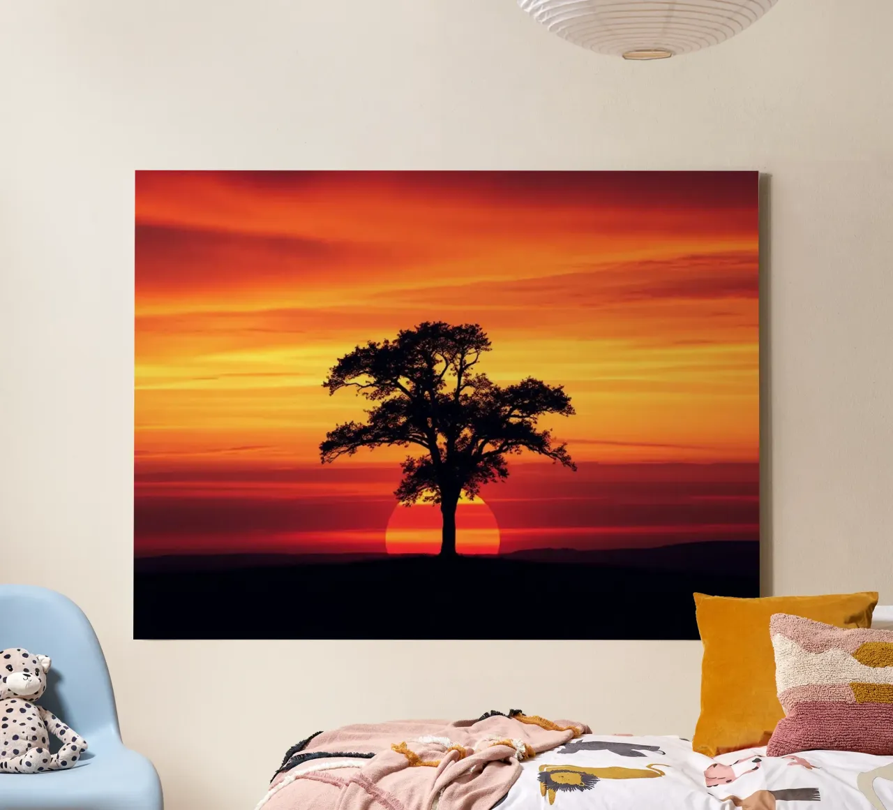 Zonsondergang Silhouet canvas met Baklijst van Artistic-shop