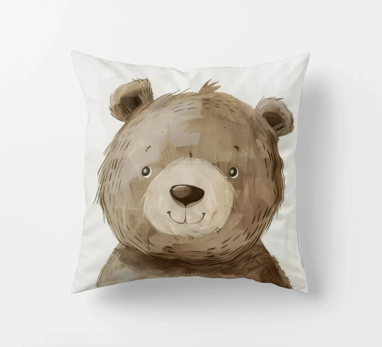 Illustrazione stilizzata di un cucciolo d'orso bruno sorridente cuscino da DesignDoodle