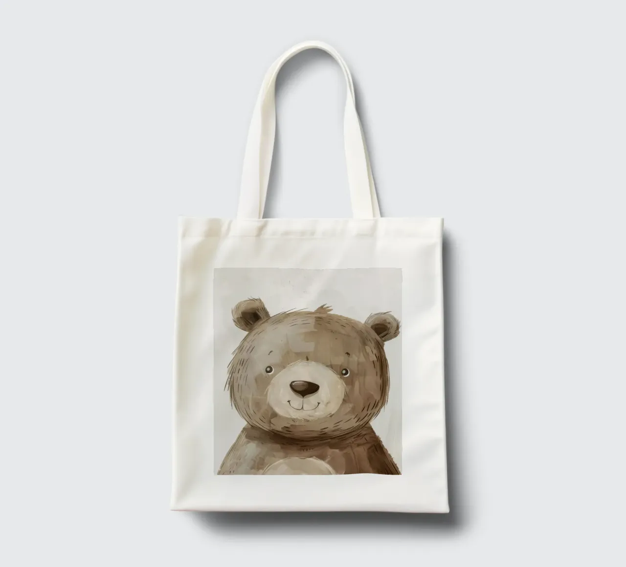 Illustrazione stilizzata di un cucciolo d'orso bruno sorridente borsa in juta da DesignDoodle