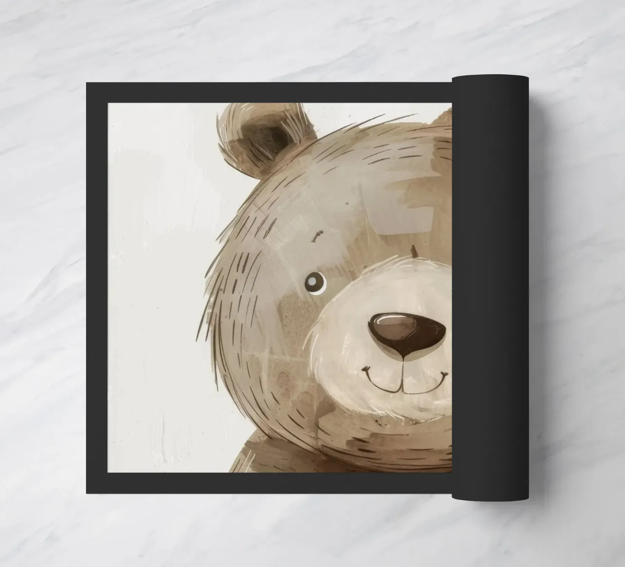Illustrazione stilizzata di un cucciolo d'orso bruno sorridente zerbino da DesignDoodle
