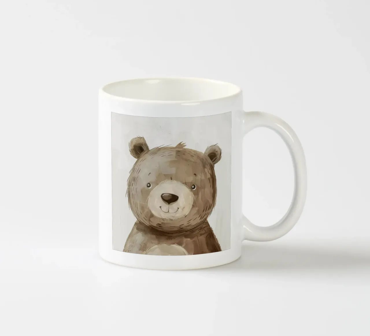 Illustrazione stilizzata di un cucciolo d'orso bruno sorridente tazza in ceramica da DesignDoodle